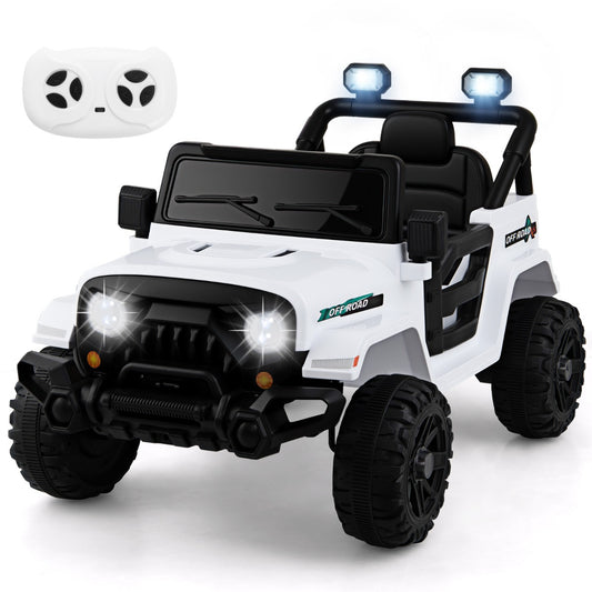 LIVSK Elektrische Kinderauto Peuterjeep met Afstandsbediening - 2 Motoren - Veiligheidsgordels - LED Verlichting - Wit