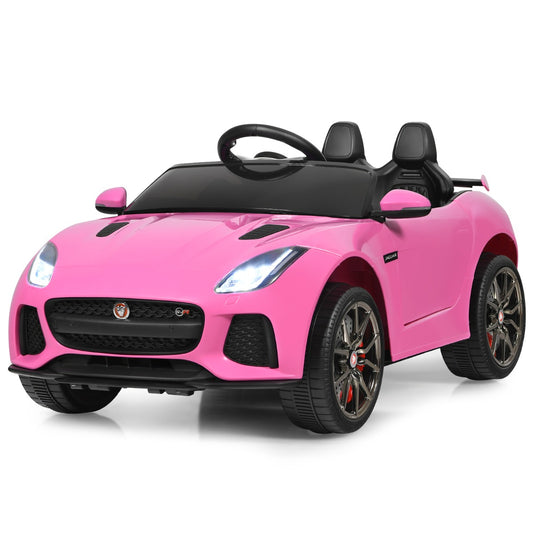 LIVSK Elektrische Jaguar Kinderauto met Afstandsbediening - Realistische Koplampen - Muziek & Verhalen - Veiligheidsgordel - Roze