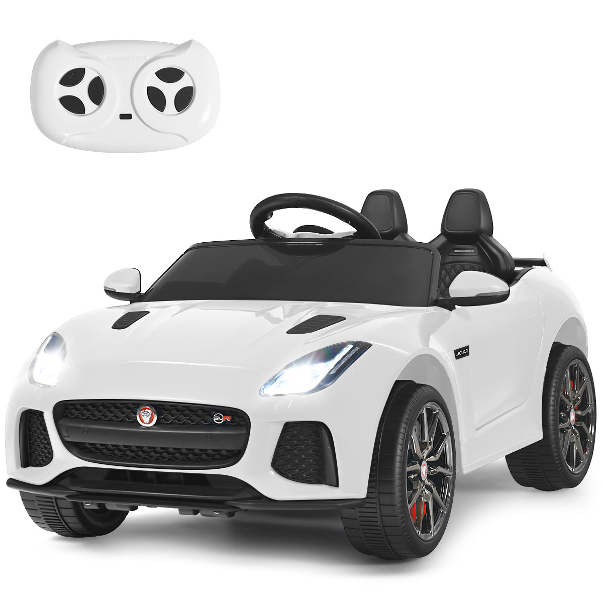 LIVSK Jaguar Kinderauto met Afstandsbediening - Realistisch Design - MP3/USB Aansluiting - Veiligheidsgordel - Wit
