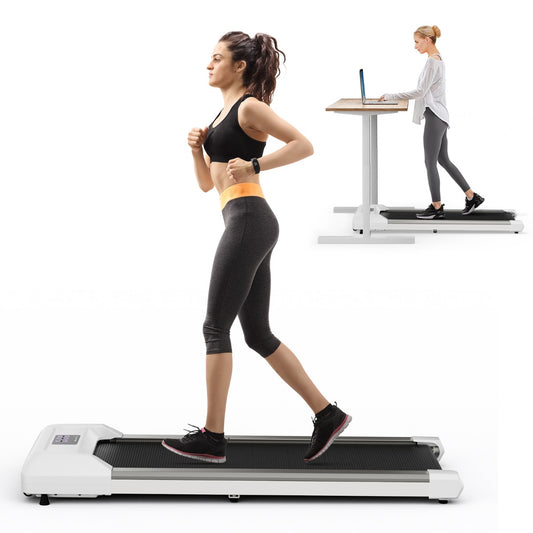 Livsk costway elektrische loopband 1 tot 6 km h met wielen 120 kg draagvermogen kantelbare loopband met afstandsbediening onder het bureau of bed grijs