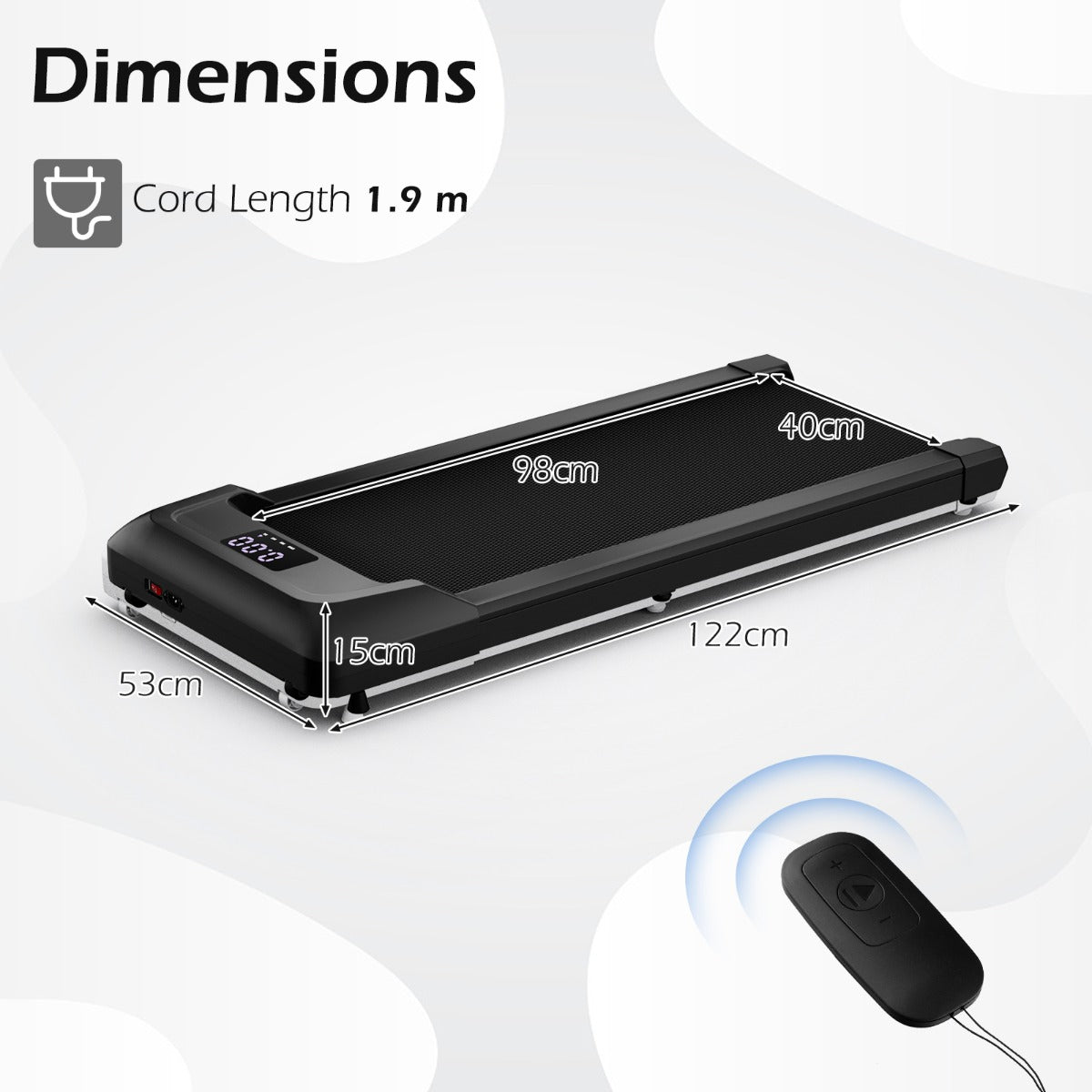 Livsk costway elektrische loopband 1 tot 6 km h met wielen 120 kg draagvermogen kantelbare loopband met afstandsbediening onder het bureau of bed zwart 2
