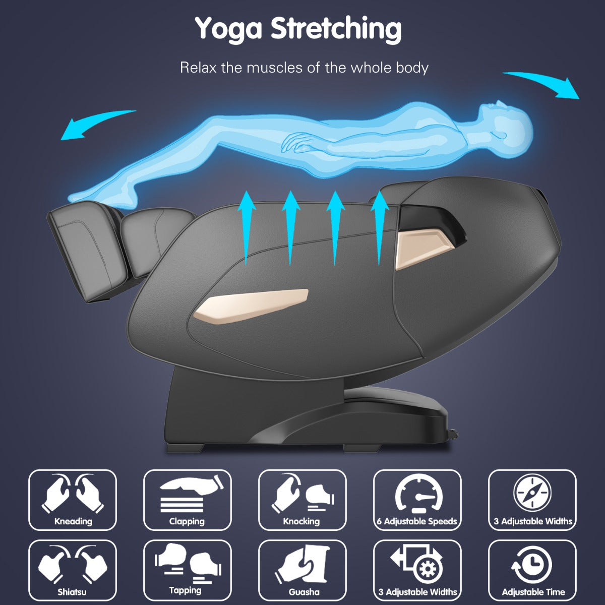 LIVSK Elektrische Massagestoel - Ergonomisch Design - Bluetooth - 12 Massageprogramma's - 32 Luchtkussens - Zwart