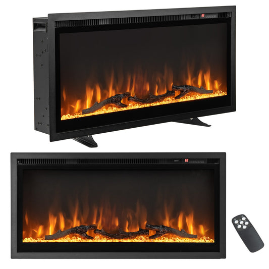LIVSK Elektrische Haard - 9 Vlamkleuren - 750W/1500W Verwarming - Afstandsbediening - Veilig en Stil - 91,5 x 14 x 45 cm - Zwart
