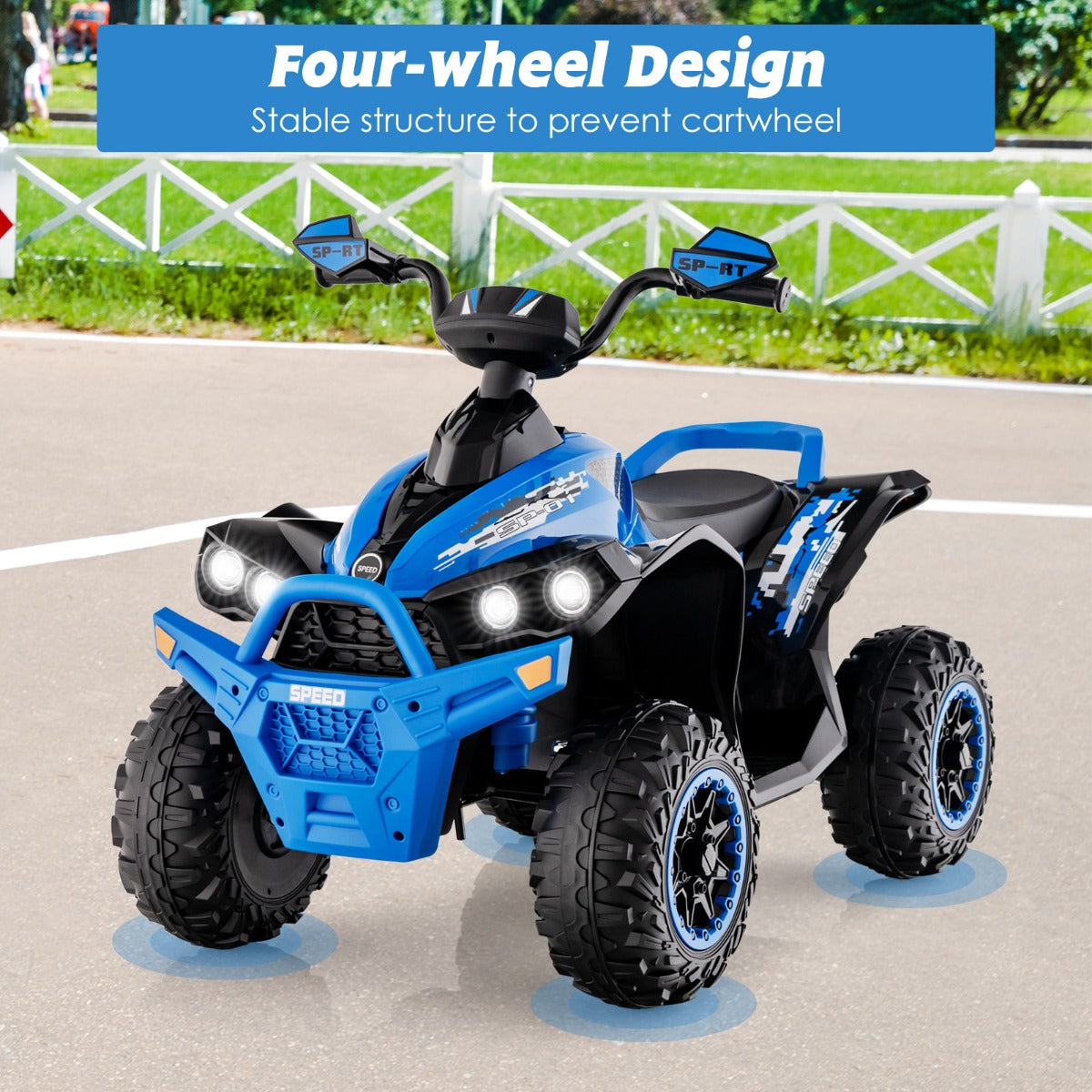 LIVSK Elektrische Kinderauto - Veiligheidsgrepen - Softstarttechnologie - LED-verlichting - Voor Kinderen 3-8 Jaar - Marineblauw