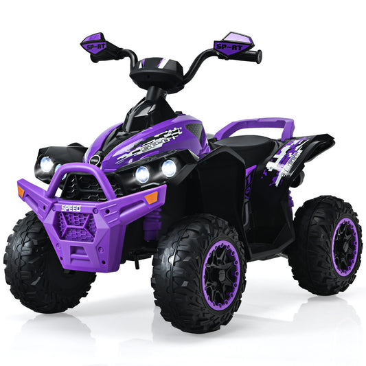 LIVSK Elektrische Kinderauto - Bedieningspaneel met Muziek en LED - Softstart - Tot 35 kg - Voor Binnen/Buiten - Paars
