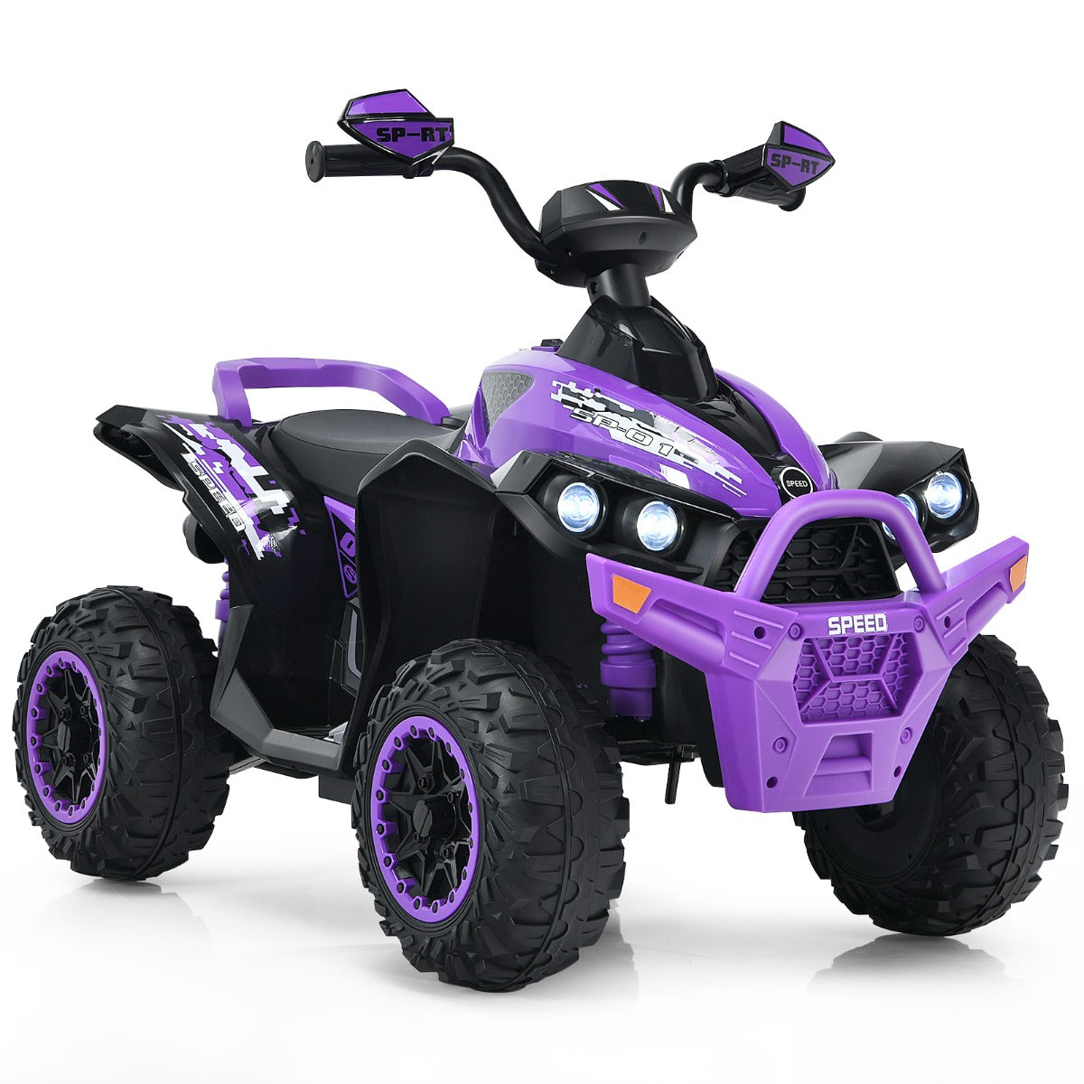 LIVSK Elektrische Kinderauto - Bedieningspaneel met Muziek en LED - Softstart - Tot 35 kg - Voor Binnen/Buiten - Paars