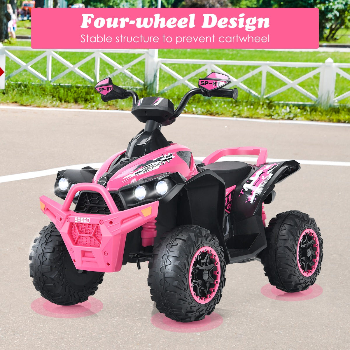 LIVSK Elektrische Kinderauto - Softstarttechnologie - LED-verlichting - Draagvermogen 35 kg - Voor Kinderen 3-8 jaar - Roze