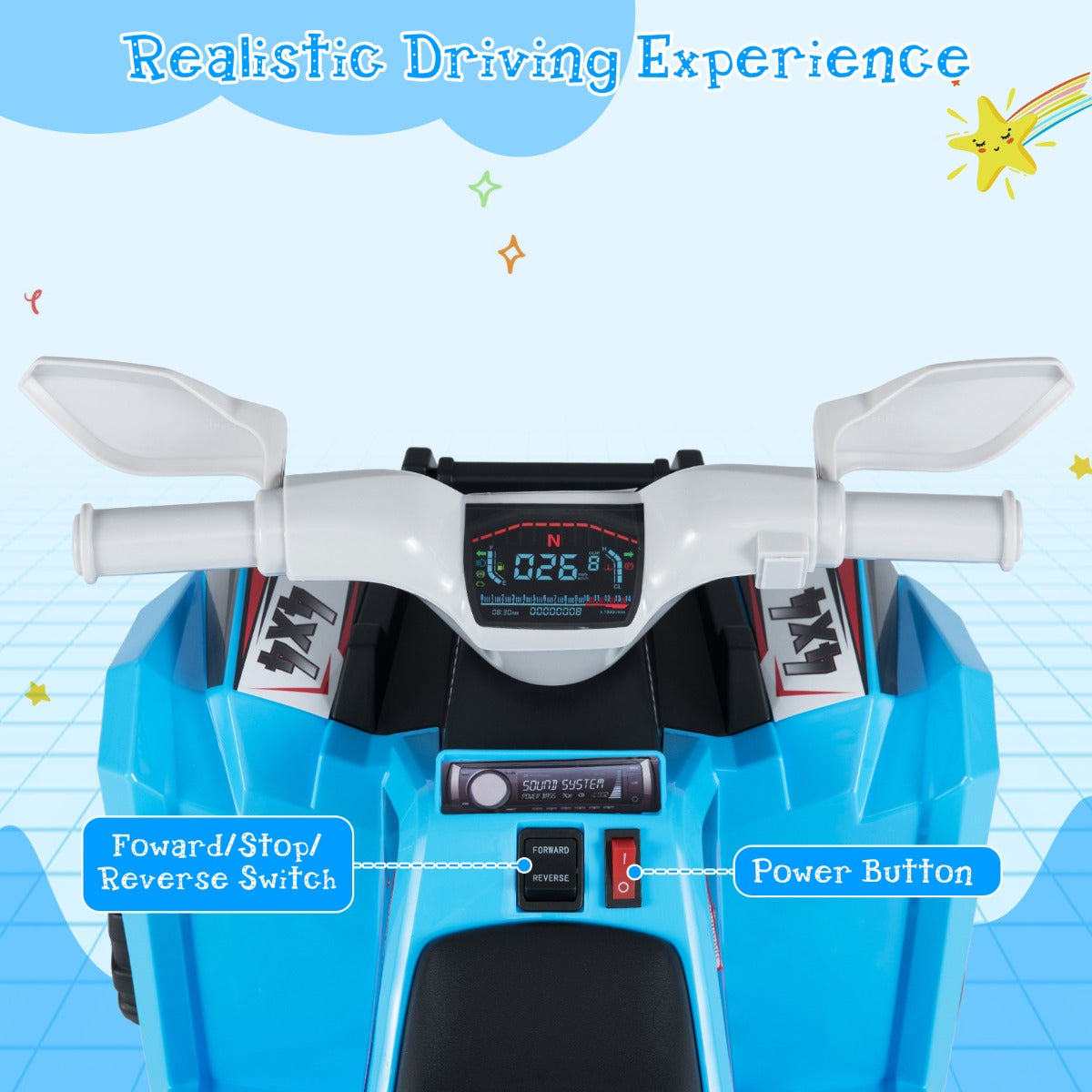 Livsk costway elektrische quad voor kinderen 6 v quad voor kinderen 2 3 km u blauw 3