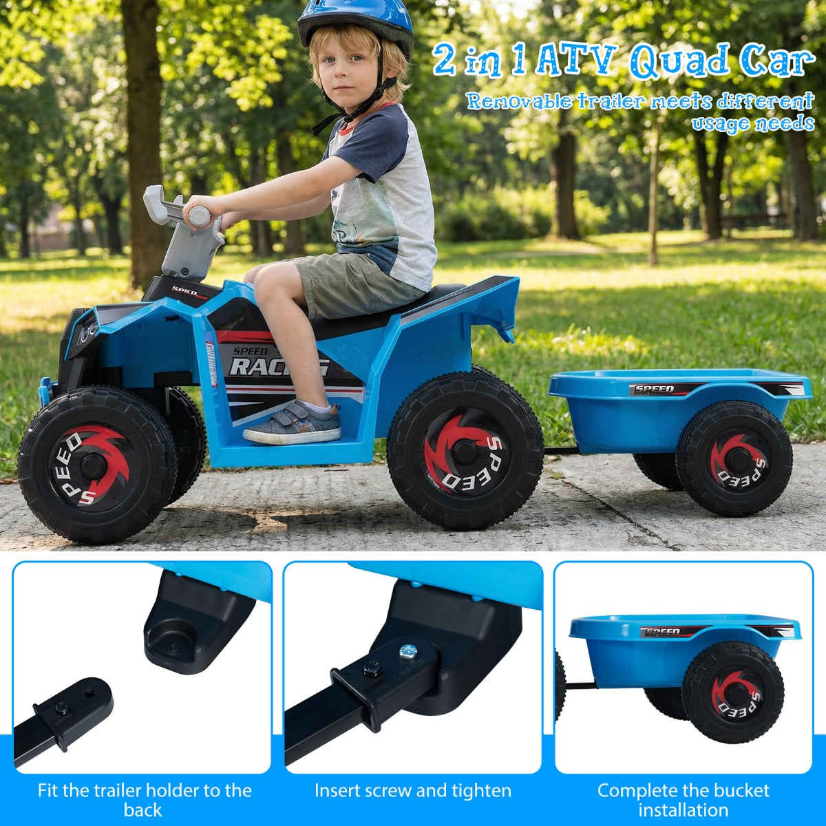 Livsk costway elektrische quad voor kinderen 6 v quad voor kinderen 2 3 km u blauw 4
