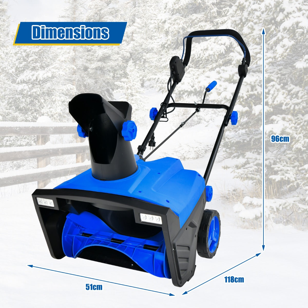 LIVSK Elektrische Sneeuwblazer - 2300 W Motor - 500 mm Werkbreedte - Tot 9 m Worpafstand - Eenvoudige Start - Blauw en Zwart