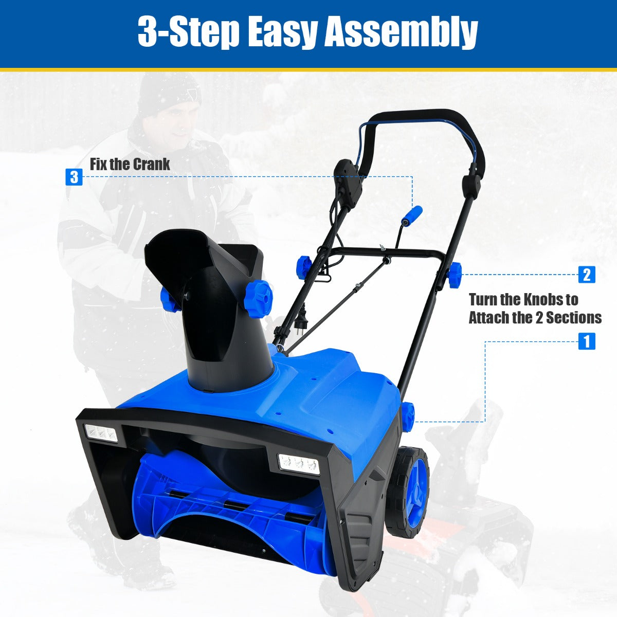 LIVSK Elektrische Sneeuwblazer - 2300 W Motor - 500 mm Werkbreedte - Tot 9 m Worpafstand - Eenvoudige Start - Blauw en Zwart