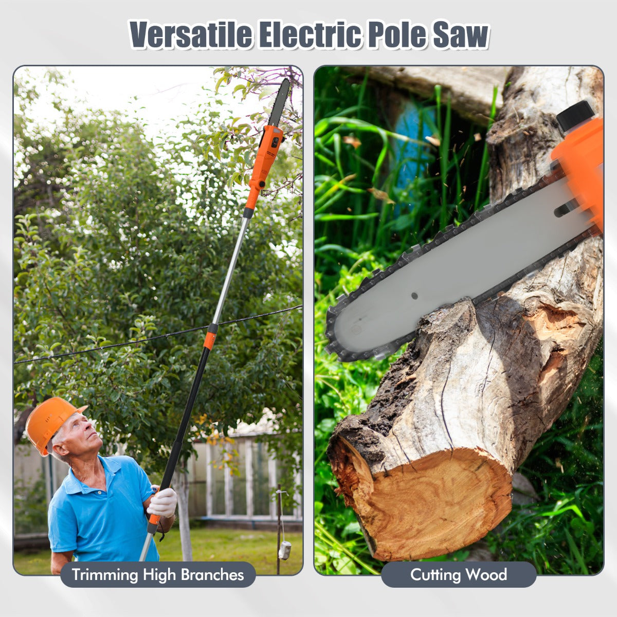 LIVSK Telescopische Elektrische Hoogsnoeier - Verstelbare Steel 212-286 cm - Automatische Kettingspanning - 11 m/s - Oranje