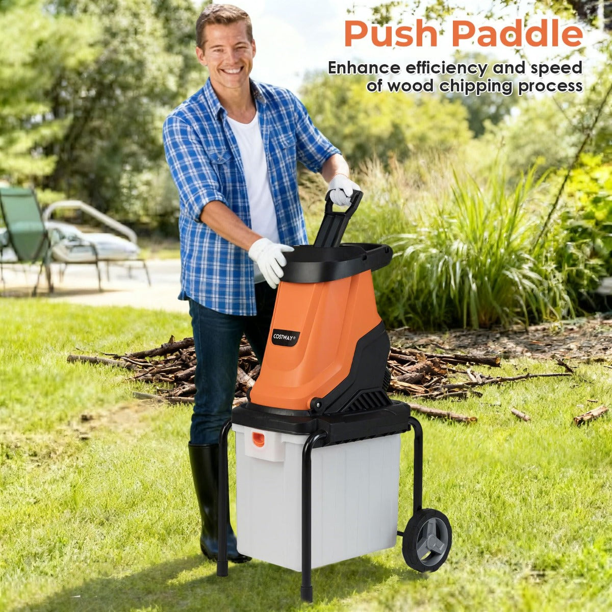 Livsk costway elektrische tuinversnipperaar 2800 w houtversnipperaar oranje 6