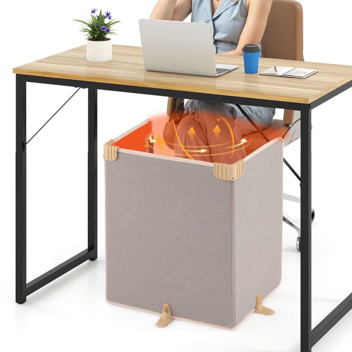 Livsk costway elektrische voetverwarming onder het bureau opvouwbare voetverwarming elektrische voetverwarming voor thuis en op kantoor beige 1 1