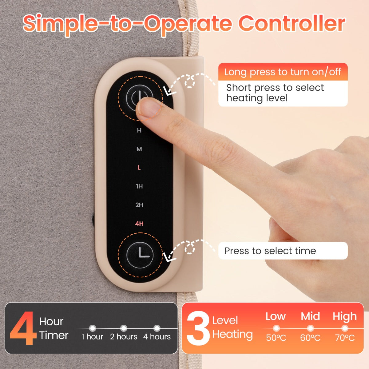 Livsk costway elektrische voetverwarming onder het bureau opvouwbare voetverwarming elektrische voetverwarming voor thuis en op kantoor beige 3