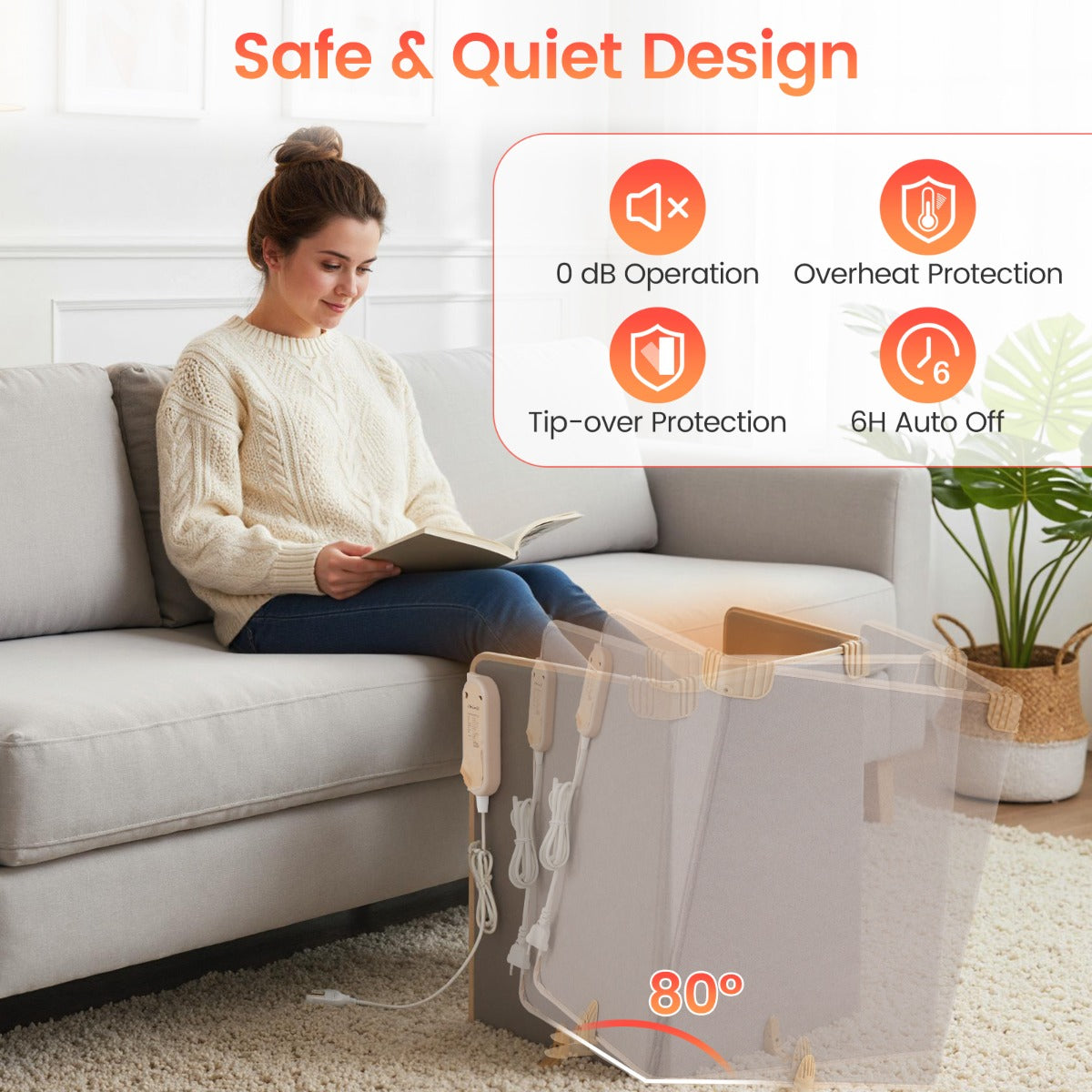 Livsk costway elektrische voetverwarming onder het bureau opvouwbare voetverwarming elektrische voetverwarming voor thuis en op kantoor beige 4