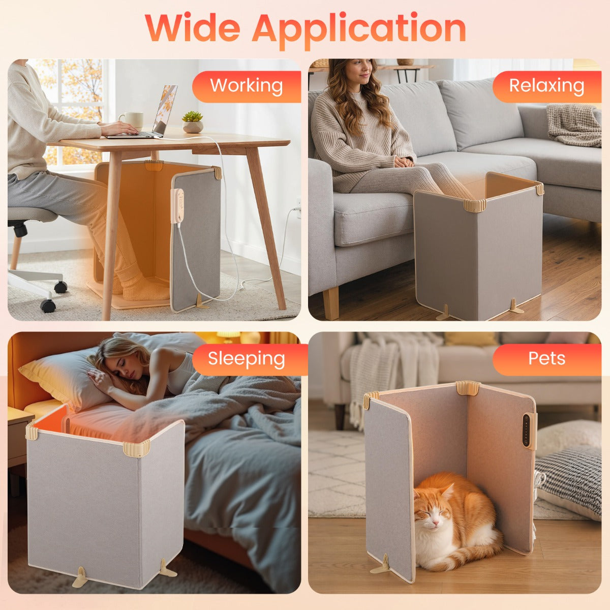 Livsk costway elektrische voetverwarming onder het bureau opvouwbare voetverwarming elektrische voetverwarming voor thuis en op kantoor beige 6