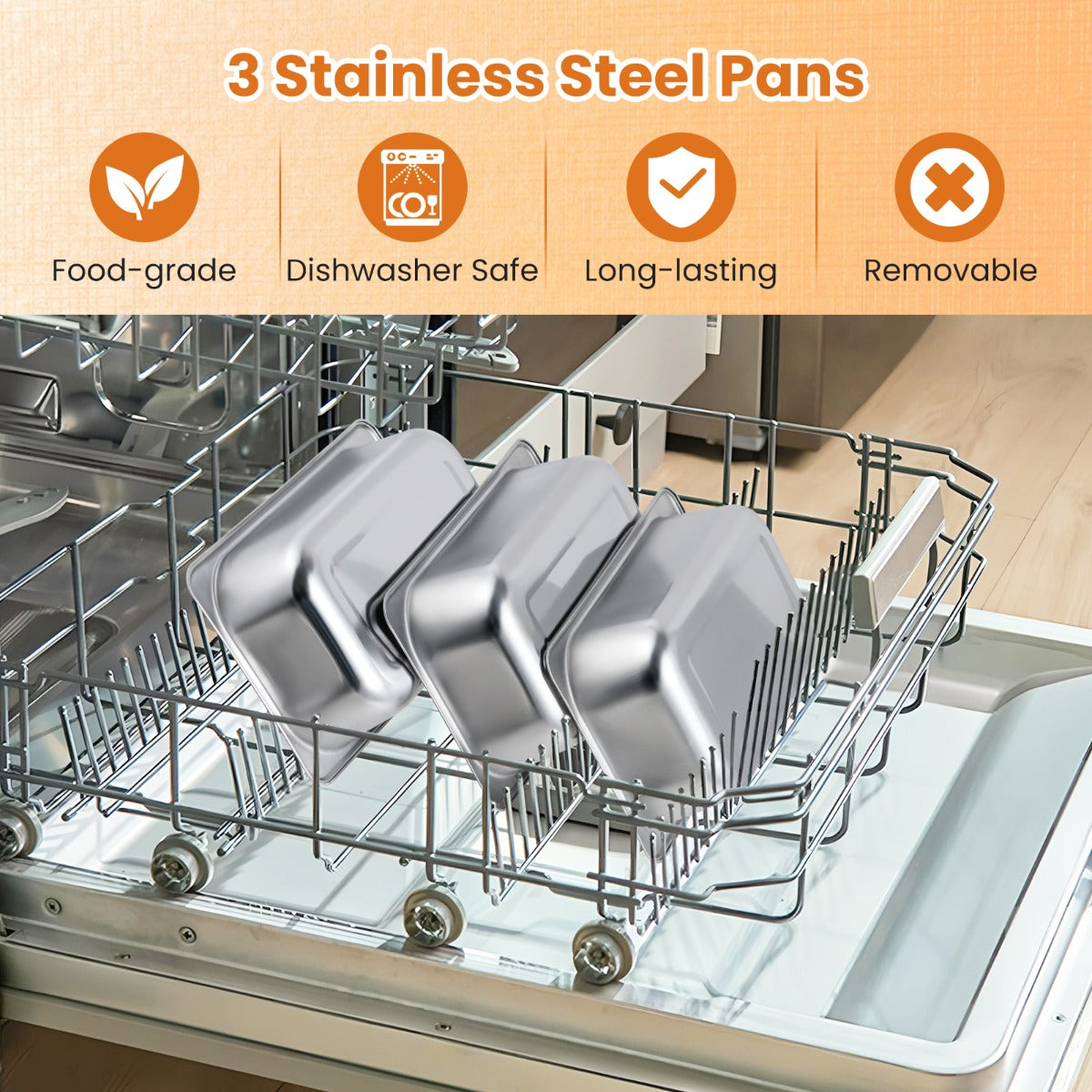 LIVSK Elektrische Buffetverwarmer - Instelbare Temperatuur 40℃-80℃ - 3 Roestvrijstalen Schalen - Onderhoudsvriendelijk -