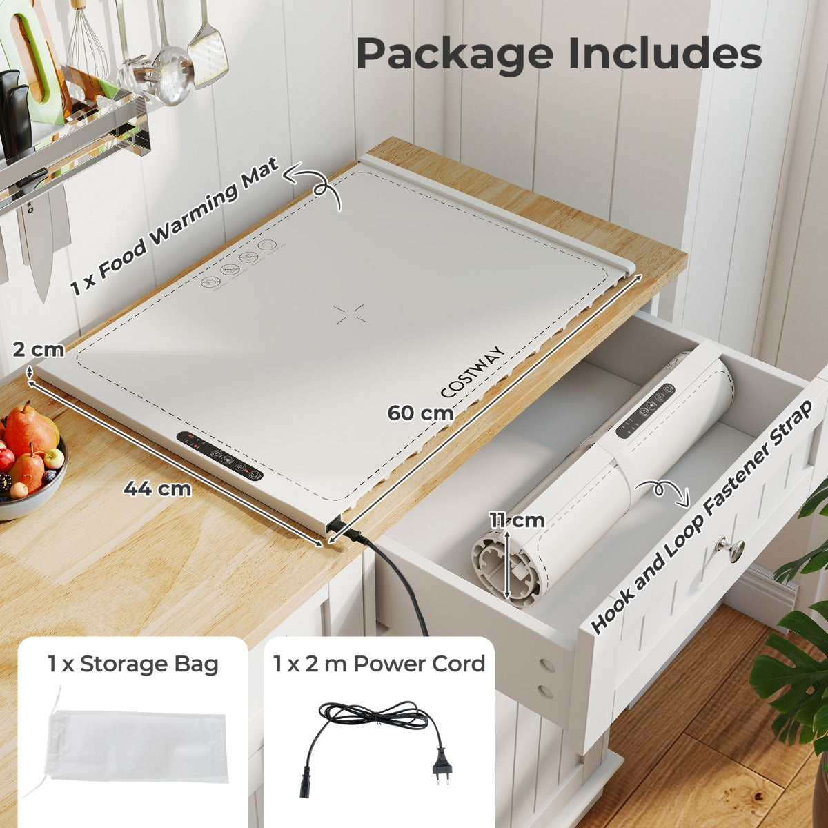 LIVSK Elektrische Voedingswarmtemat - Snelle Verwarming in 10 Seconden - Temperatuur - en Timerinstellingen - Voedselveilig