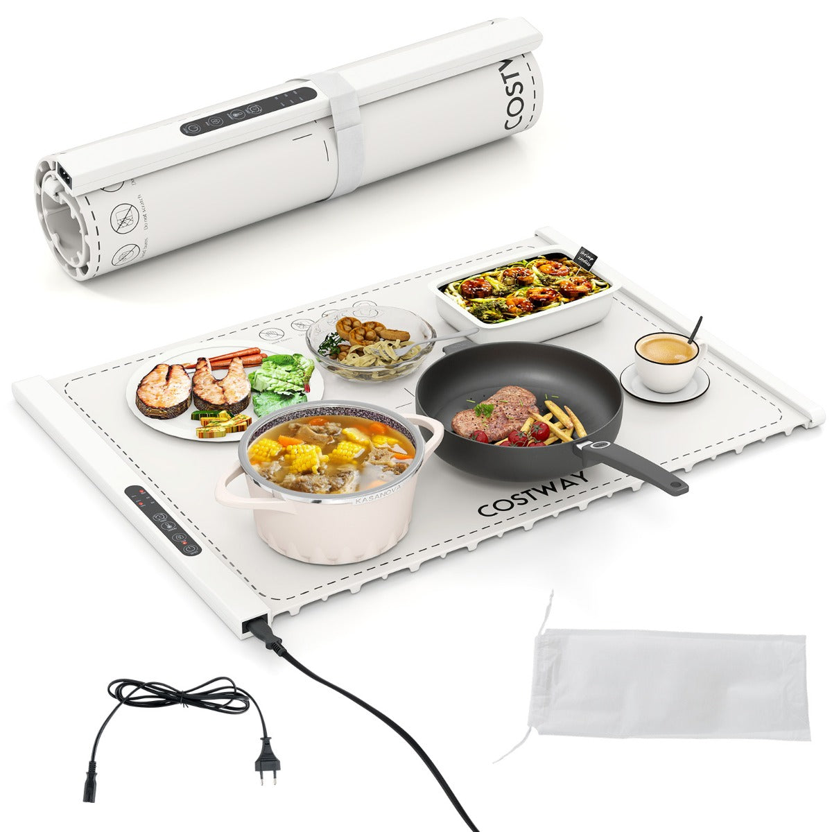 LIVSK Elektrische Voedingswarmtemat - Snelle Verwarming in 10 Seconden - Temperatuur - en Timerinstellingen - Voedselveilig