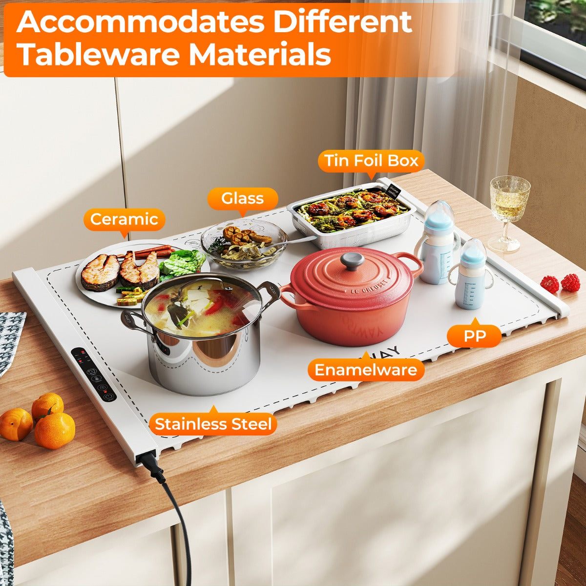 LIVSK Elektrische Voedingswarmtemat - Snelle Verwarming in 10 Seconden - Temperatuur - en Timerinstellingen - Voedselveilig