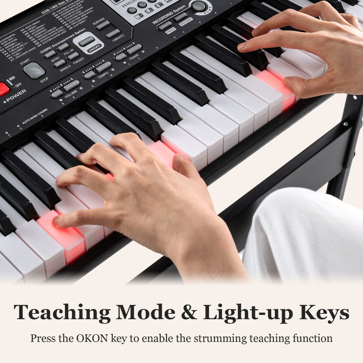 Livsk costway elektronisch keyboard met 61 toetsen digitale piano met verstelbare standaard en kruk 6 1