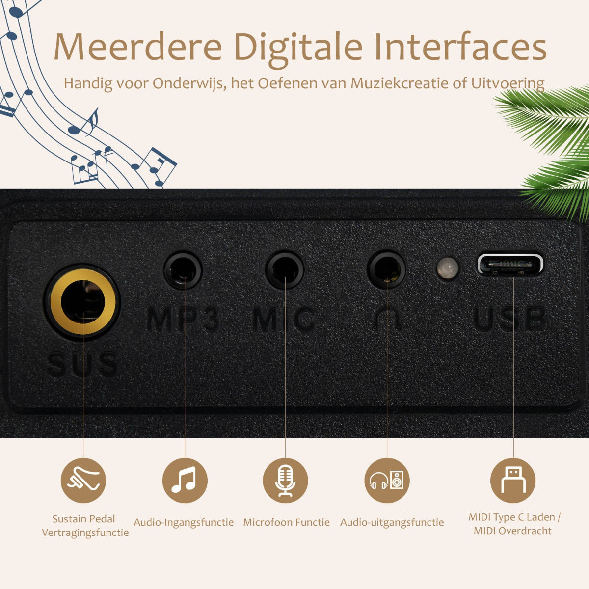 LIVSK Digitale Piano 88 Toetsen - Gewichtsgevoelige Toetsen - MIDI/USB/Bluetooth - Inclusief Sustainpedaal - Zwart/Wit