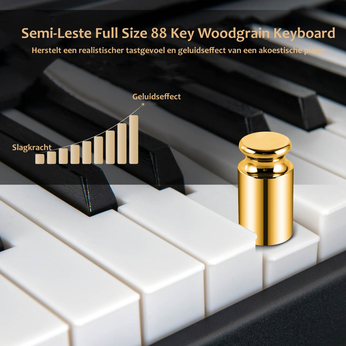 LIVSK Digitale Piano 88 Toetsen - Gewichtsgevoelige Toetsen - MIDI/USB/Bluetooth - Inclusief Sustainpedaal - Zwart/Wit