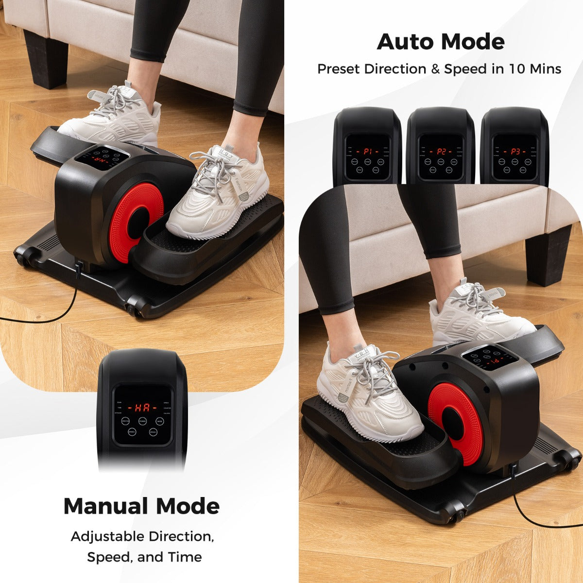 LIVSK Elliptical-trainer voor onder het bureau - 2-in-1 Automatisch en Handmatig - Compact en Stil - Zwart