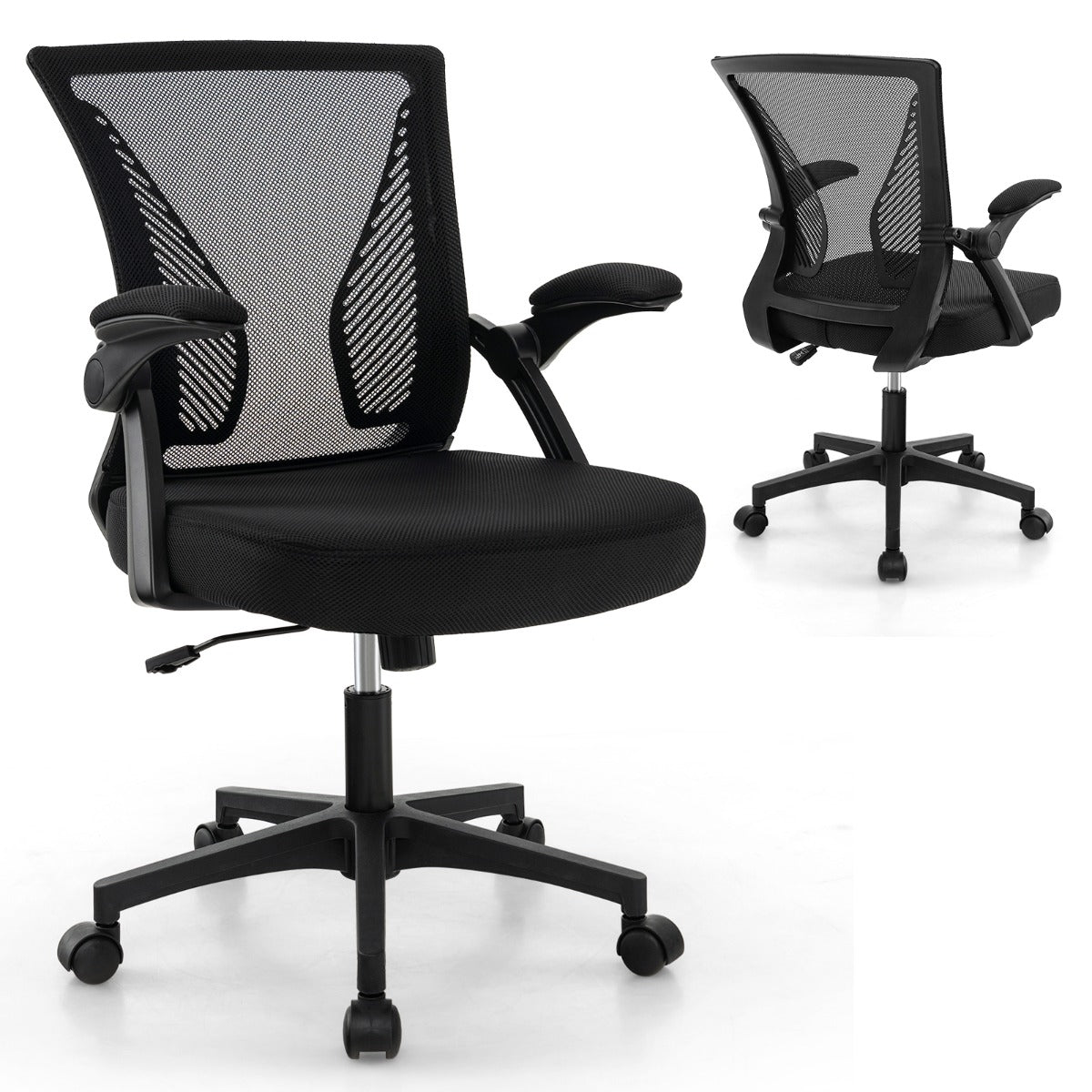 LIVSK Ergonomische Bureaustoel - 360° Draaibaar - Verstelbare Zithoogte 45-55 cm - Ademend Mesh - Tot 160 kg - Zwart