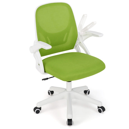 LIVSK Ergonomische Bureaustoel - S-vormige Rugleuning - Opklapbare Armleuningen - Verstelbare Zithoogte - Tot 150 kg - Groen
