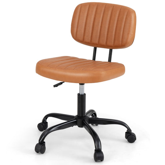 LIVSK Ergonomische Bureaustoel - U-vormige Lendensteun - Verstelbare Zithoogte 45,5-55 cm - Bruin - Tot 125 kg - Compact Design