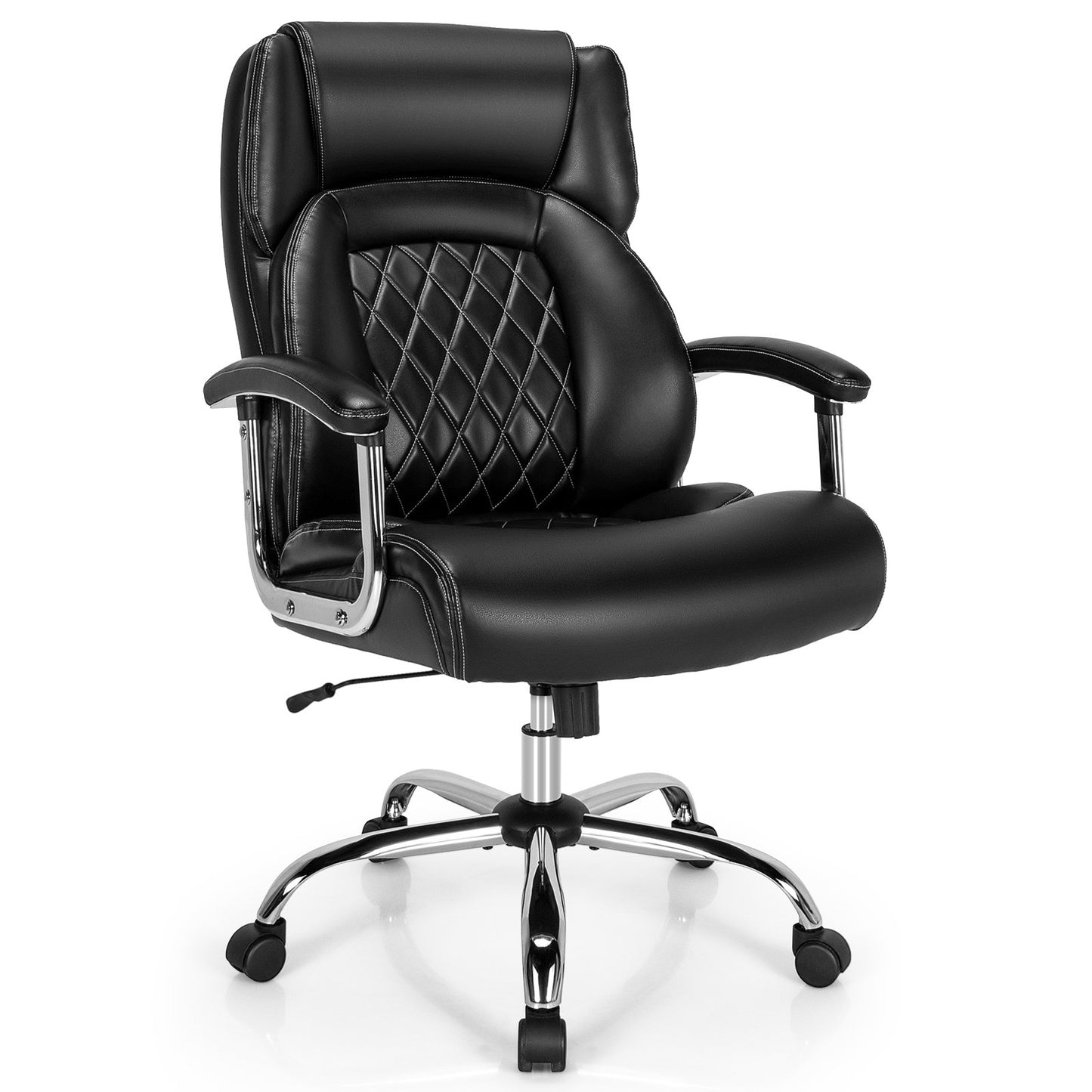 LIVSK Ergonomische Bureaustoel - Voor Lange Mensen - Kantelbare Rugleuning - 225 kg Belastbaar - Zwart