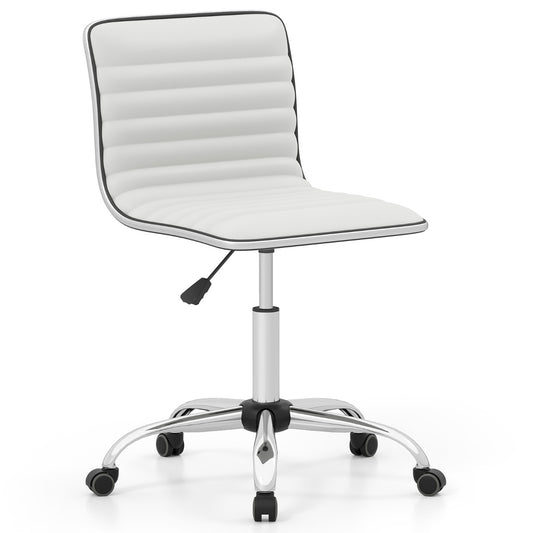 LIVSK Ergonomische Draaistoel zonder Armleuningen - Verstelbaar van 49 tot 63,5 cm - Tot 150 kg - Universele Wielen - Wit