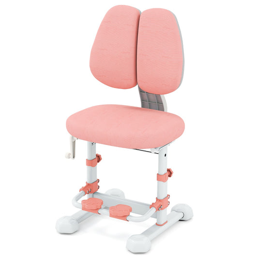 LIVSK Ergonomische Kinderstoel met Verstelbare Rugleuning - Draaibare Voetsteunen - Geschikt voor Kinderen van 100 - 160 cm - Roze