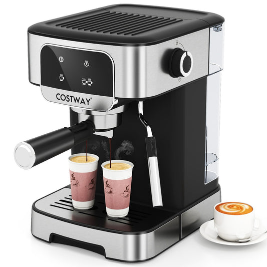 Livsk costway espressomachine 20 bar 1200 w espressomaker met stoom melkopschuimer 18 l afneembaar waterreservoir touchscreen