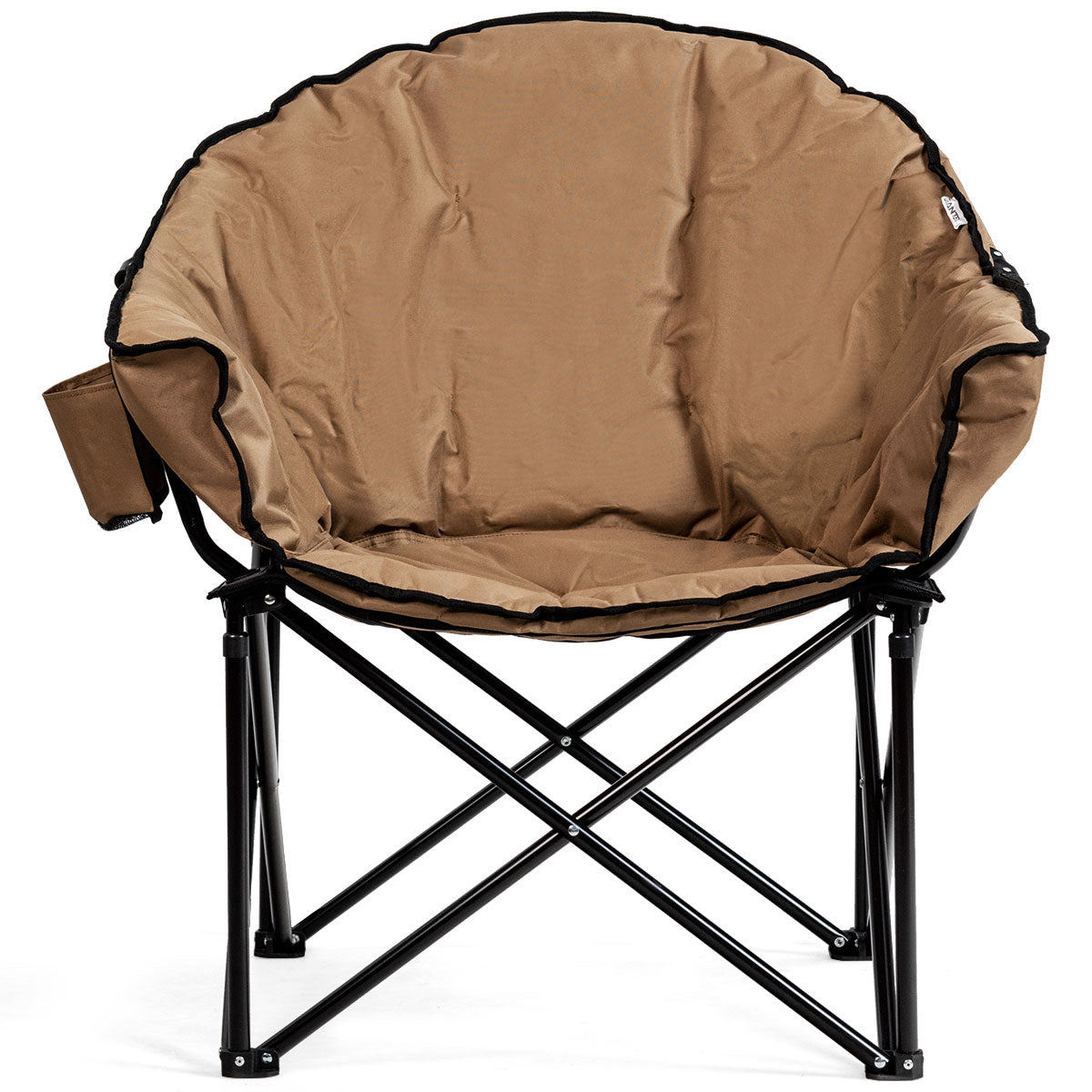 LIVSK Opvouwbare Campingstoel met Bekerhouder - Stabiel IJzeren Frame - Ademend Oxford - Draagtas - Tot 135 kg - Bruin