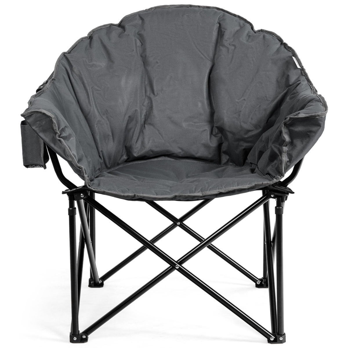 LIVSK Opvouwbare Campingstoel met Bekerhouder - Ademend Oxford - Stabiel IJzeren Frame - Draagkracht tot 135 kg - Bruin