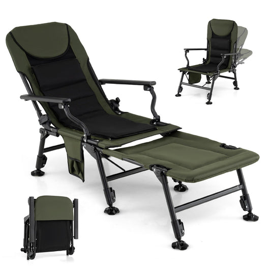 Livsk costway extra grote opvouwbare visstoel heavy duty campingstoel met afneembare voetsteun en verstelbare poten