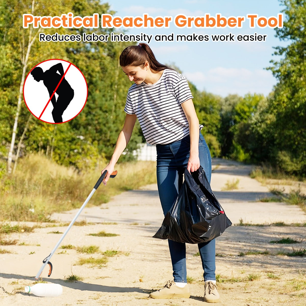 Livsk costway extra lange grijptang van 88 cm tuingrijper afvalverzamelaarstang lichte aluminium klauw 1 stuk 3