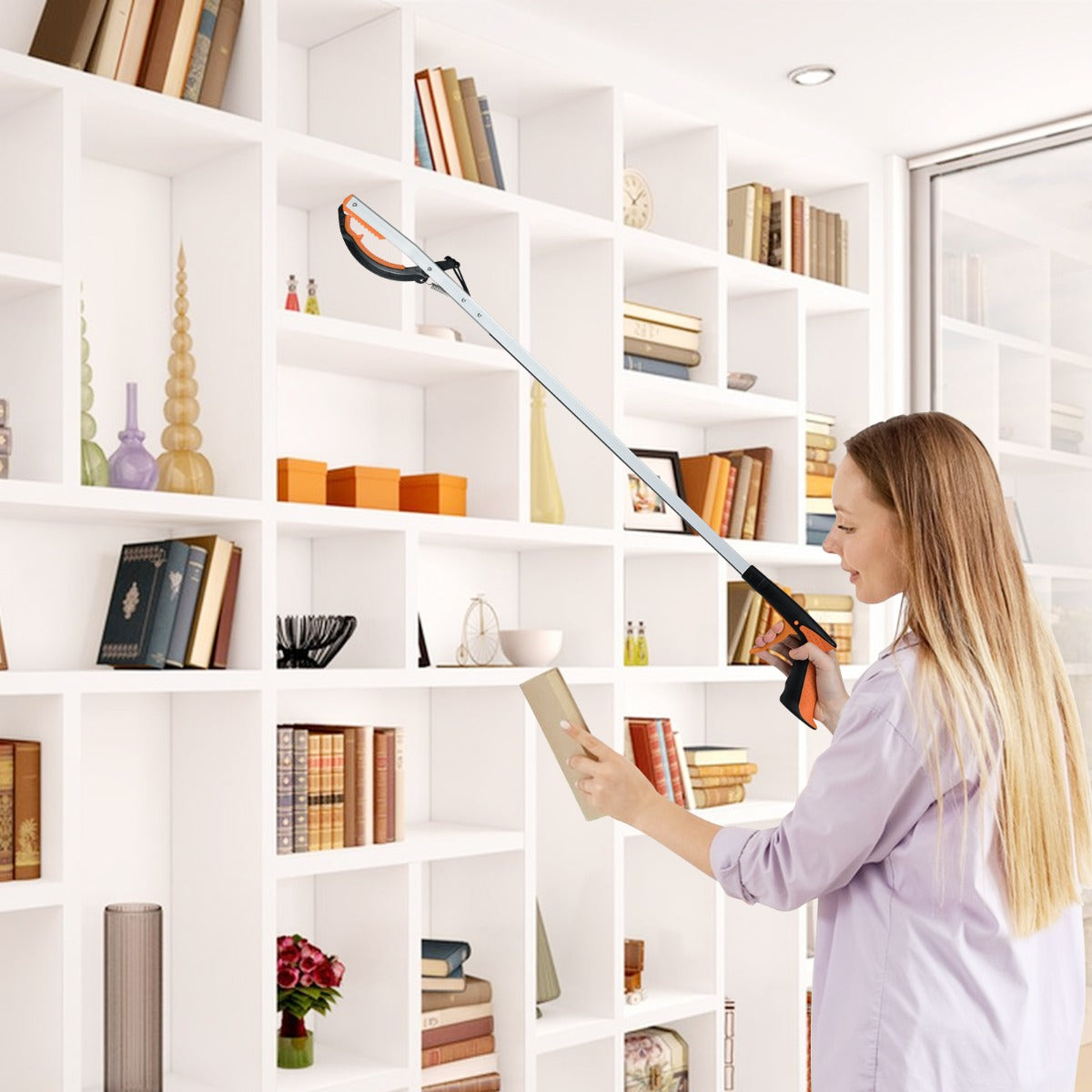 Livsk costway extra lange grijptang van 88 cm tuingrijper afvalverzamelaarstang lichte aluminium klauw 1 stuk 6