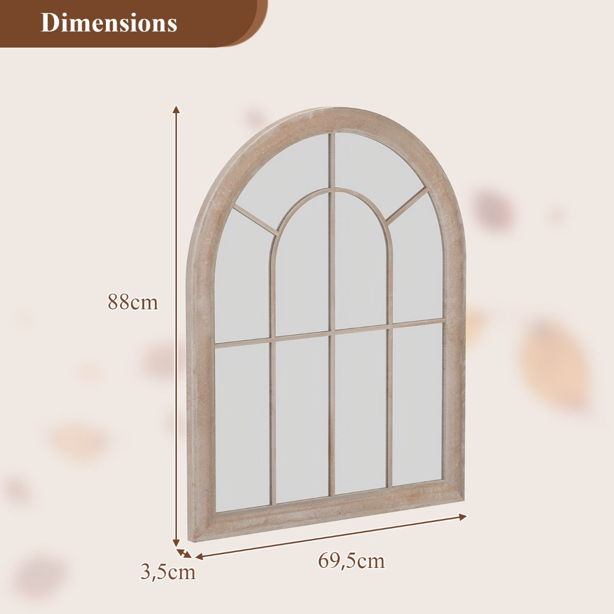 Livsk costway farmhouse raamkozijnspiegel gebogen wandspiegel met metalen frame 88 x 695 cm 1 1