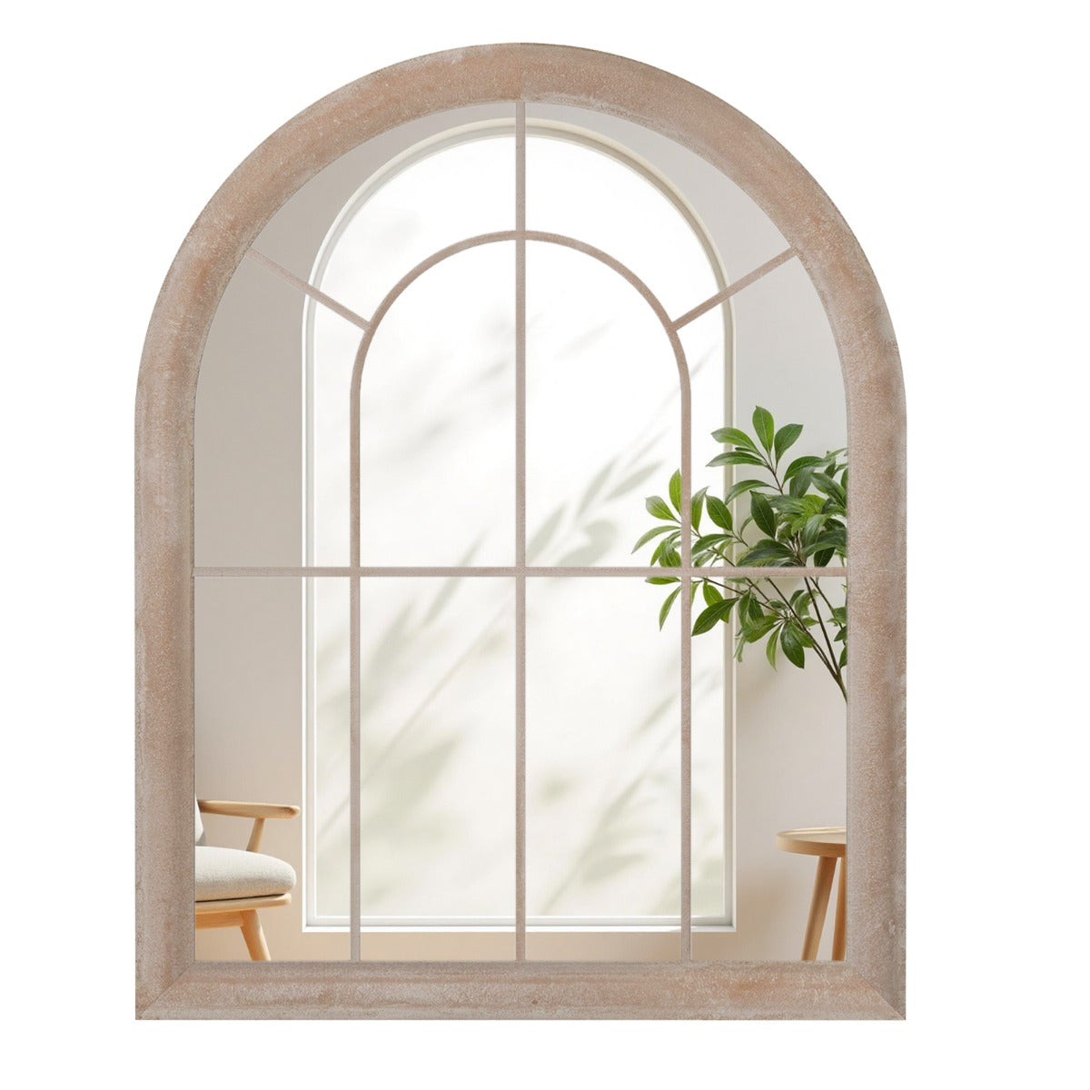 Livsk costway farmhouse raamkozijnspiegel gebogen wandspiegel met metalen frame 88 x 695 cm