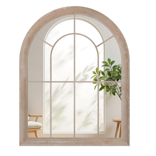 Livsk costway farmhouse raamkozijnspiegel gebogen wandspiegel met metalen frame 88 x 695 cm