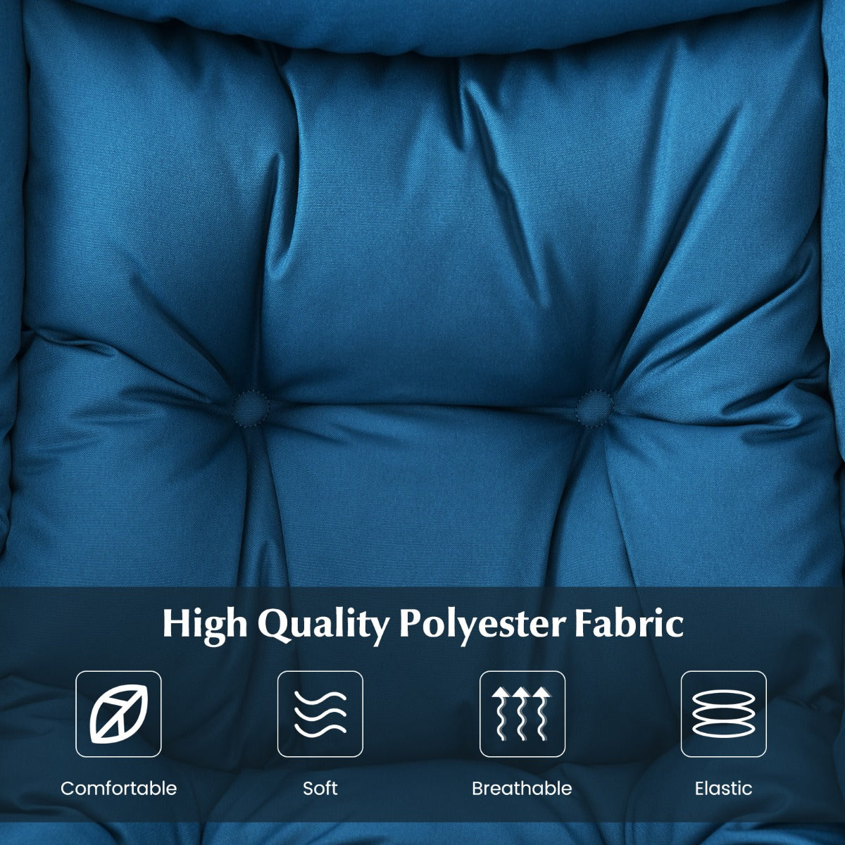 LIVSK Relaxstoel met Kruk - Ergonomisch Ontwerp - Hoogwaardige Polyester - Stevige Metalen Buizen - Tot 150 kg - Blauw