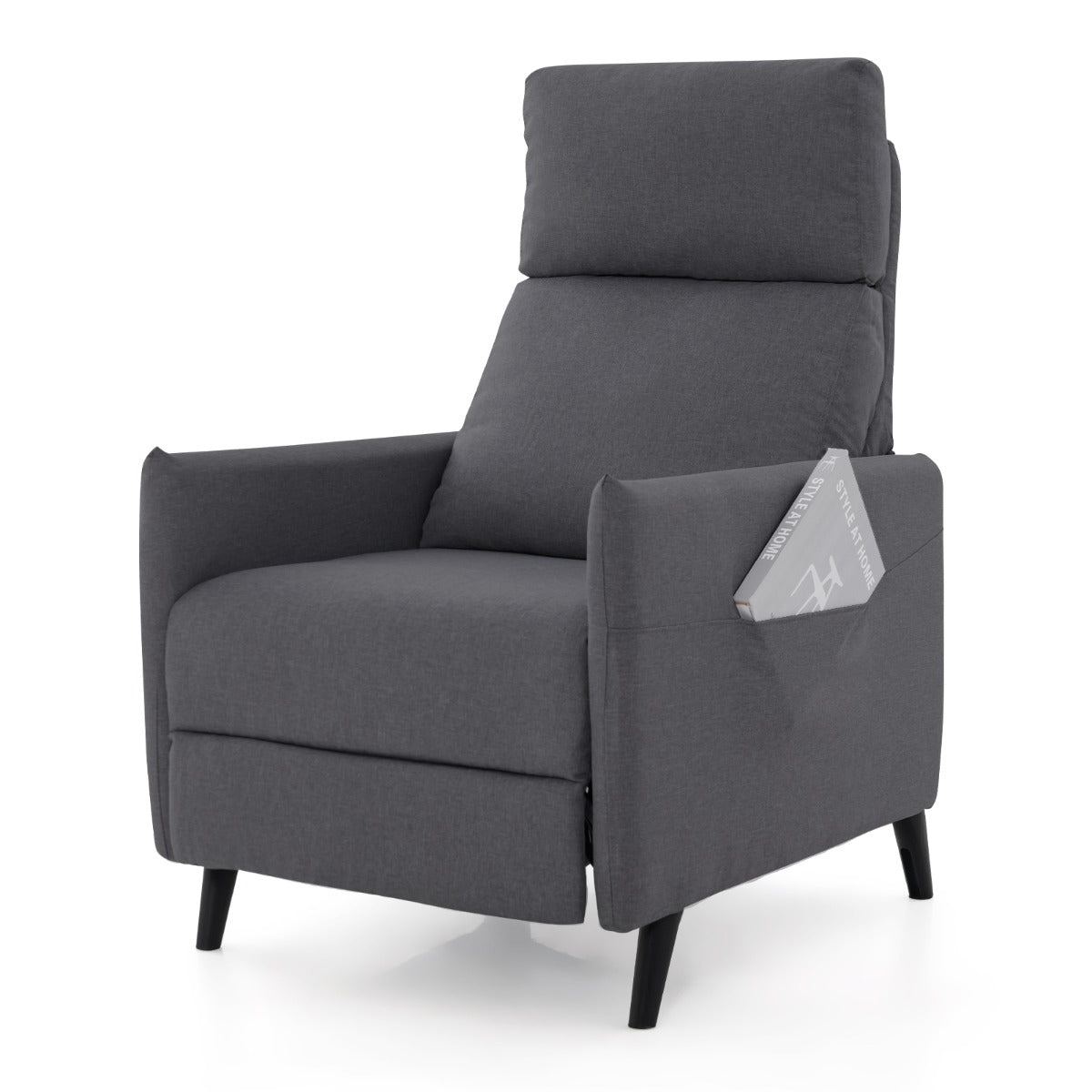 LIVSK Fauteuil met Ligfunctie - Verstelbare Rugleuning en Voetsteun - Huidvriendelijk Linnen - Stevig Frame - 80 x 68 x 104,5 cm