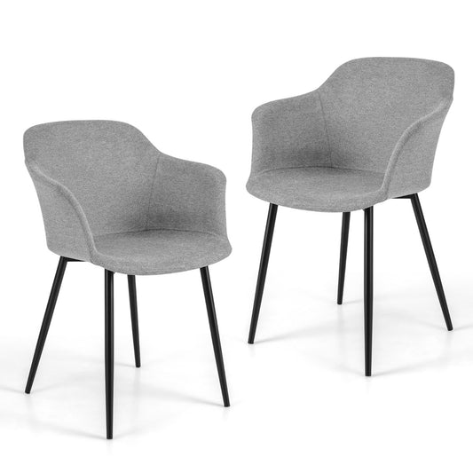 LIVSK Moderne Eetkamerstoel Set van 2 - Linnen Zitoppervlak - Stevig X-vormig Frame - Ergonomisch Ontwerp - Tot 150 kg -