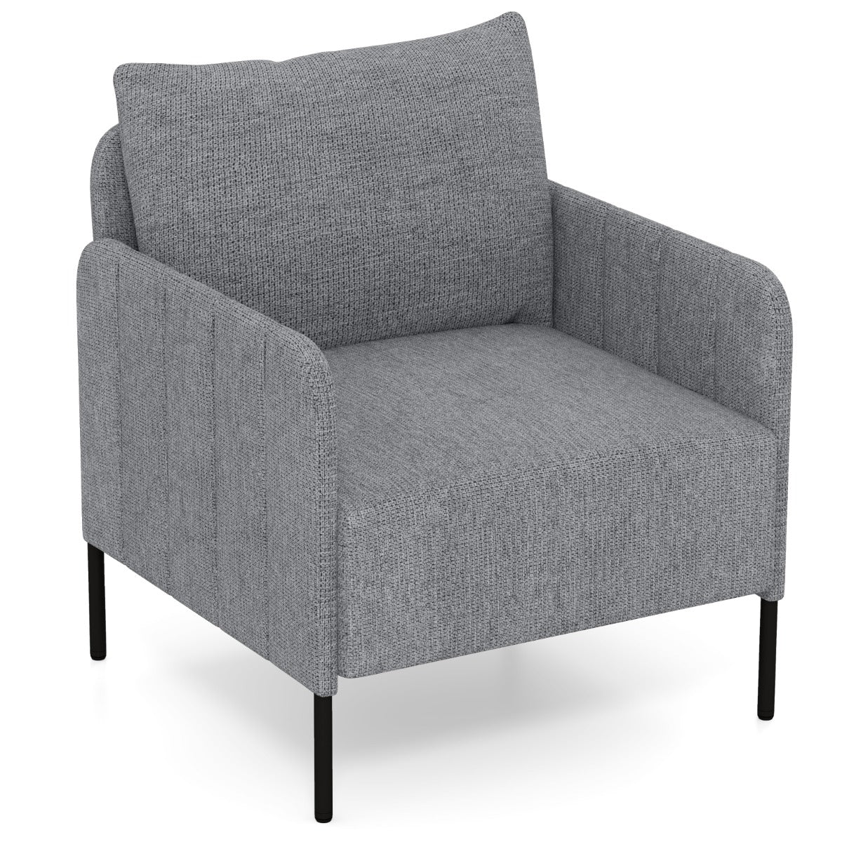 LIVSK Accentstoel - Chenille-Stof - Royale Zitdiepte 75 cm - Verstelbare Voetsteunen - Robuuste Constructie - Grijs