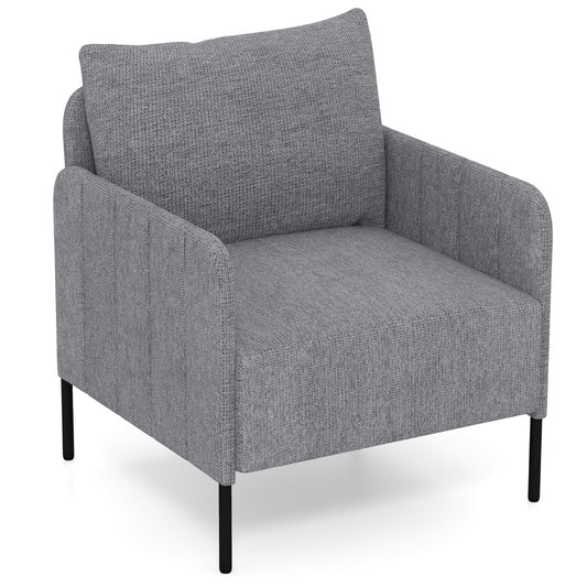 LIVSK Accentstoel - Chenille-Stof - Royale Zitdiepte 75 cm - Verstelbare Voetsteunen - Robuuste Constructie - Grijs
