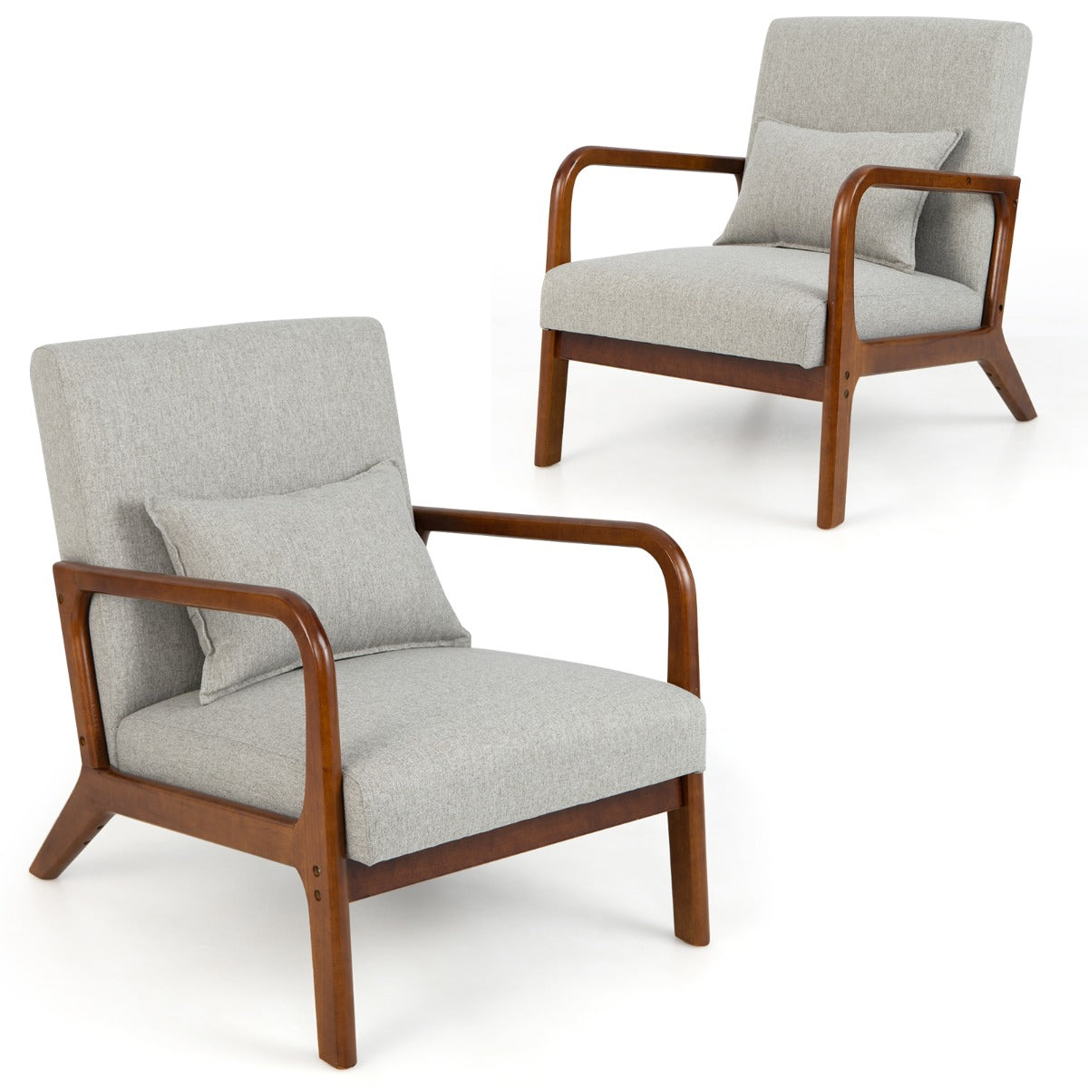 LIVSK Loungestoel met Armleuningen - Ergonomisch Ontwerp - Zacht Schuimkussen - Duurzaam Kunstlinnen - Tot 150 kg - Grijs